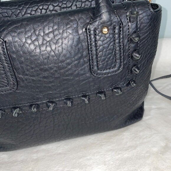 Vince Camuto Axmin Satchel Black Bublam Leather Crossbody Top Handle Bag Purse - Picture 9 of 12